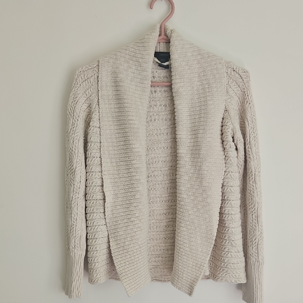 Calvin Klein Cream Open-Front Knit Cardigan